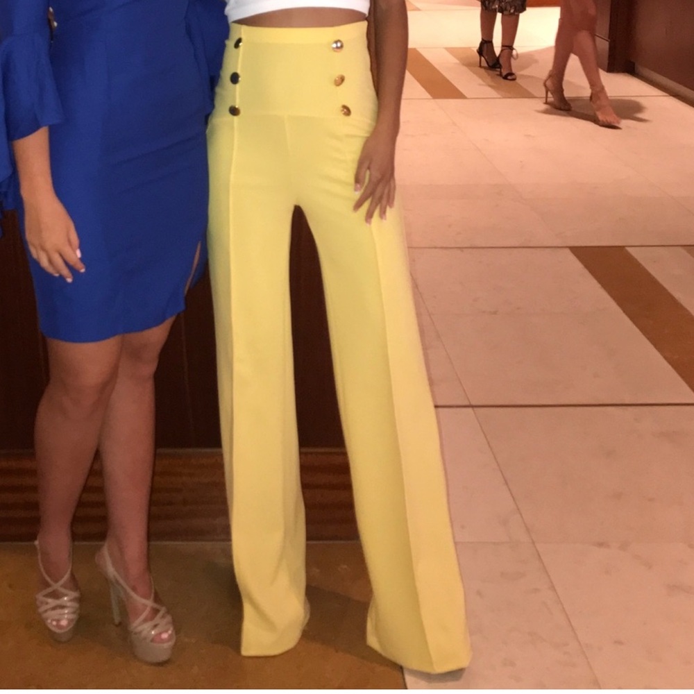 Yellow High-Waisted Trousers